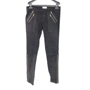 Adam lippes pants Womens 8 genuine leathers skinny black moto ankle zip 34x34